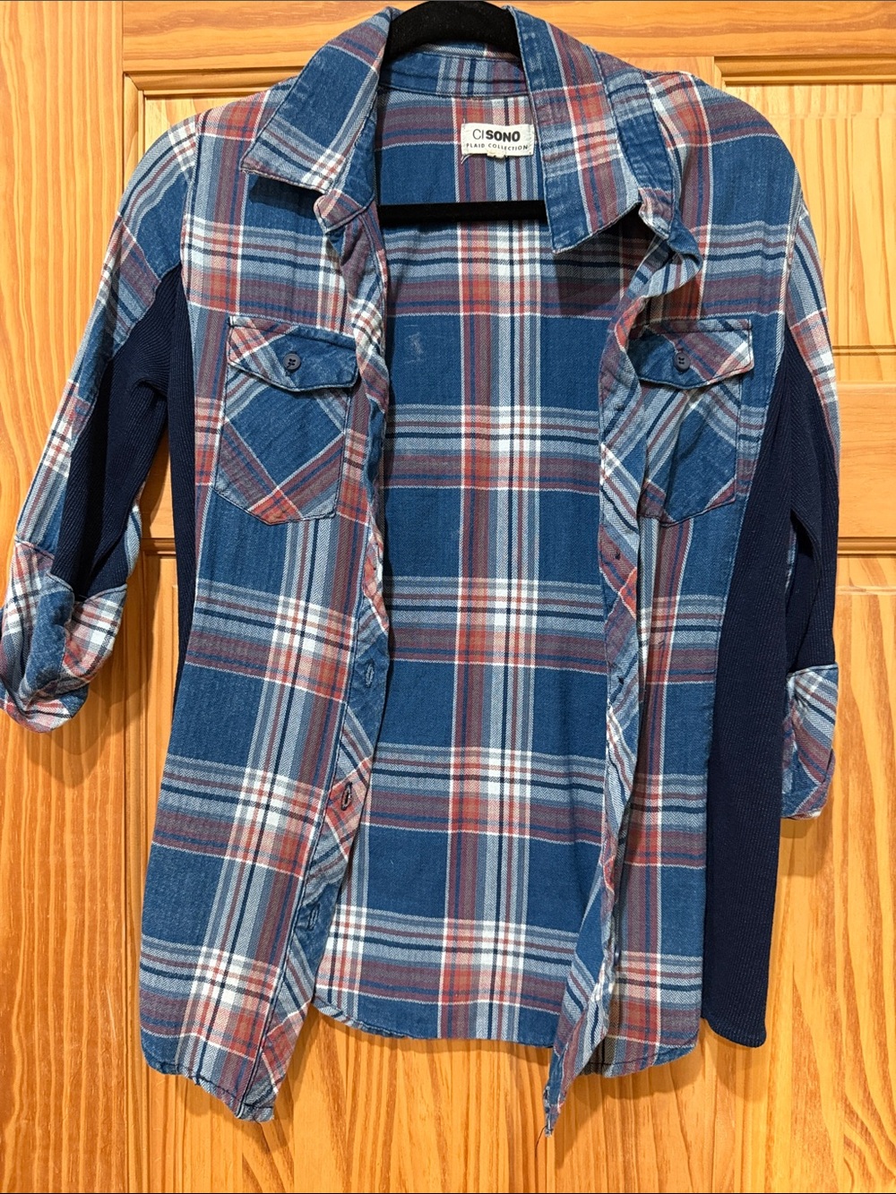 Women’s  Plaid Button-Up Shirt in Blue & Brown